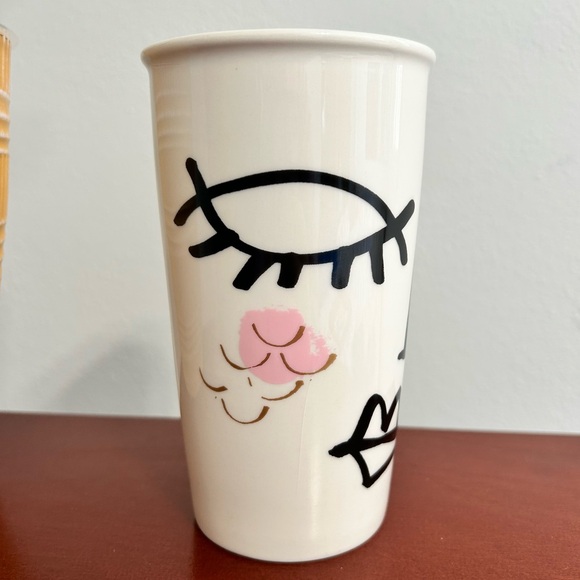 Starbucks 2014 Siren Face Ceramic 12 oz Travel Mug with Lid - Picture 3 of 10